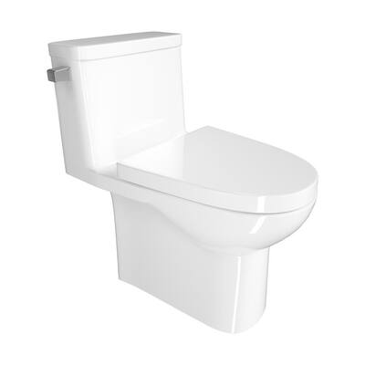 12 in. Rough-In 1-Piece 1.28 GPF Left Side Single Flush Elongated Toilet in White with Comfort Seat Height Seat Included