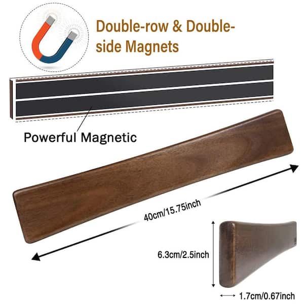 16 in. Acacia Wood Magnetic Knife Holder Wall Mounted Knife Storage Rack with Strong Magnet for Kitchen Utensils