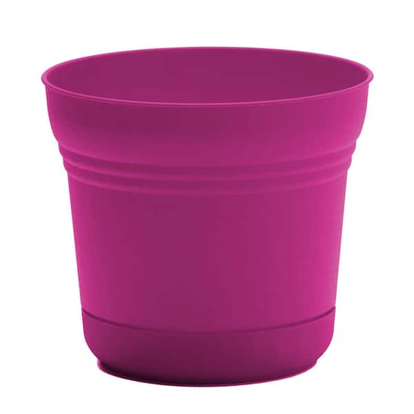 Bloem Saturn 14.5 in. L x 14.5 in. W x 12.75 in. H 20 qt. Fuchsia Indoor/Outdoor Plastic Planter with Saucer