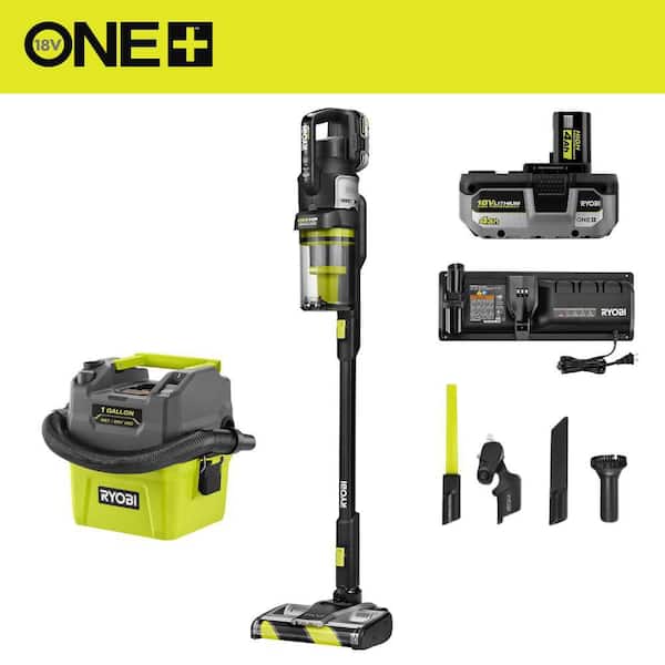 RYOBI ONE+ 18V Cordless Stick Vacuum Cleaner Kit w/ 4.0 Ah Battery