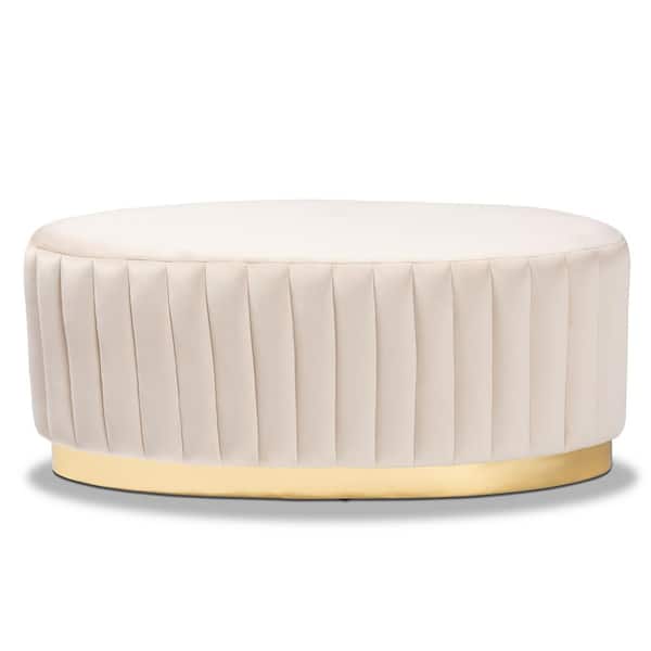 Baxton Studio Kirana Beige and Gold Ottoman