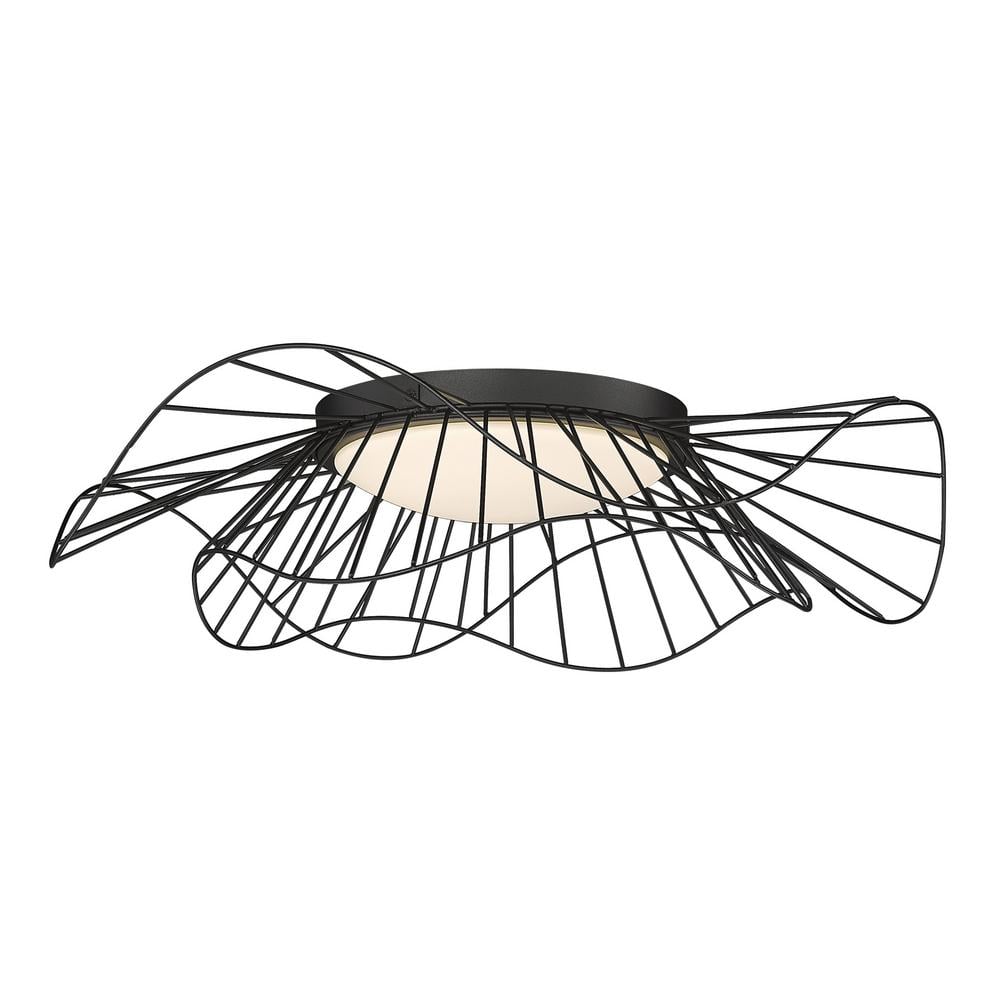Matte Black Glass Drum LED Indoor/Outdoor Flush Mount