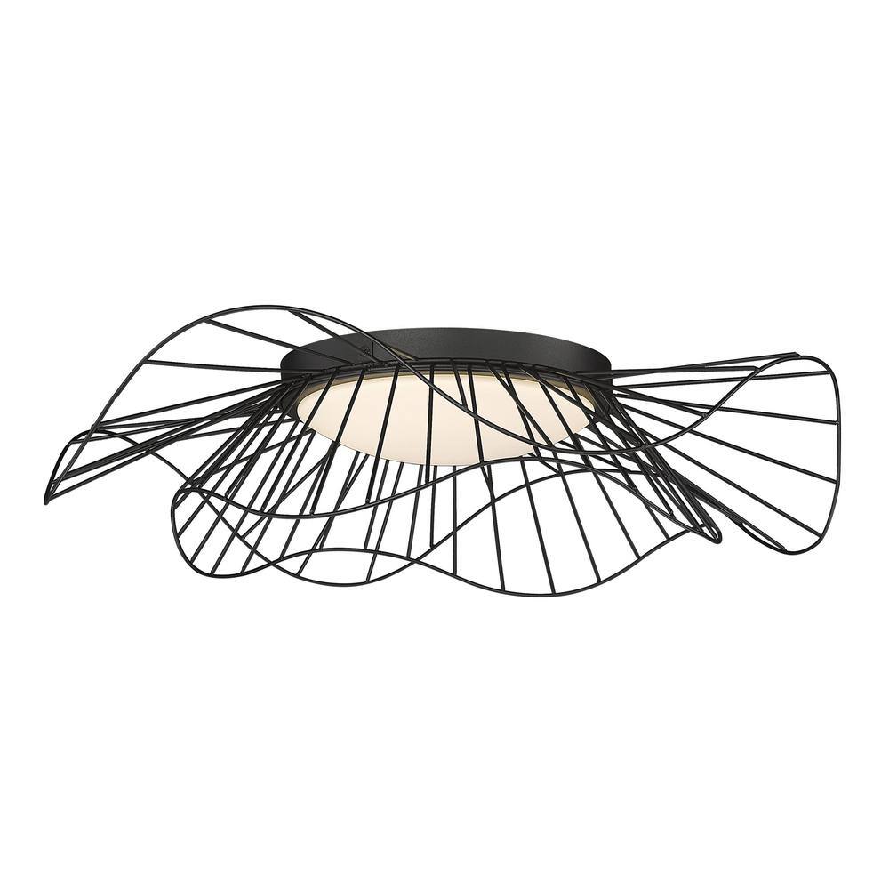 Matte Black Glass Drum LED Indoor/Outdoor Flush Mount