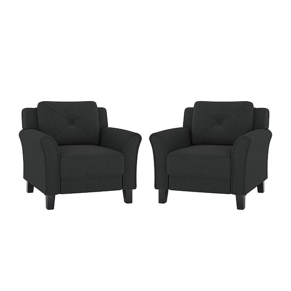 JAYDEN CREATION Anton Trasitional Lamb Wool Slipcovered Armchair Set of 2-Black