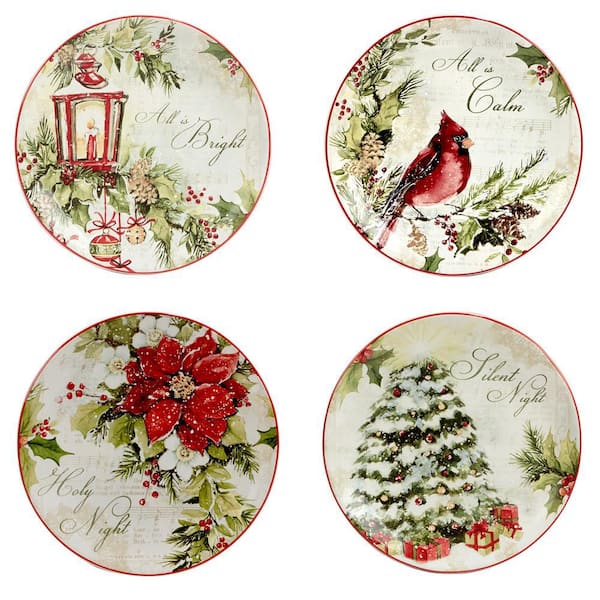 Certified International Silent Night Multi-Colored Dessert Plates Set of 4