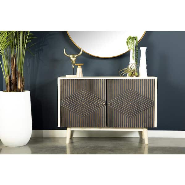 Coaster Ixora White Washed and Black Wood 43 in. W 2-Door Sideboard