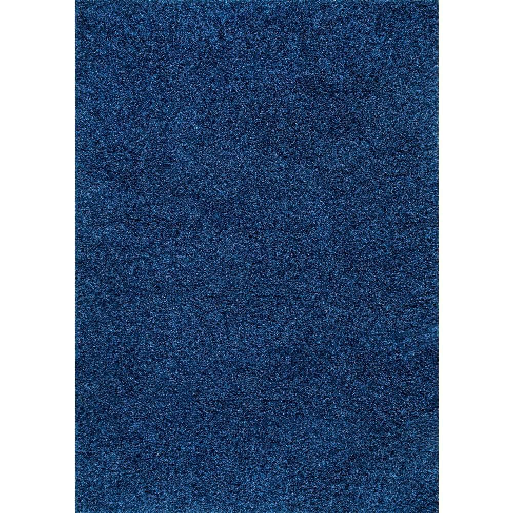 Navy Rectangular 8' x 10' Solid Shag Synthetic Rug