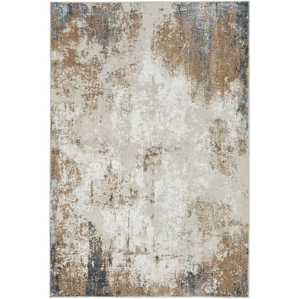 4 ft. x 6 ft. Ivory Abstract Washable Area Rug