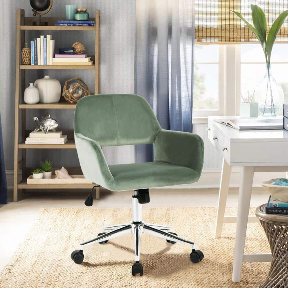 Brushed Nickel Base Square Upholstered Kids Desk Chair