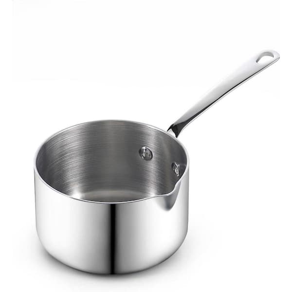 0.46 qt. Multi-Ply Clad Stainless Steel Butter Warmer Small Sauce Pan, Mini Butter Chocolate Melting Pot with Pour Spout
