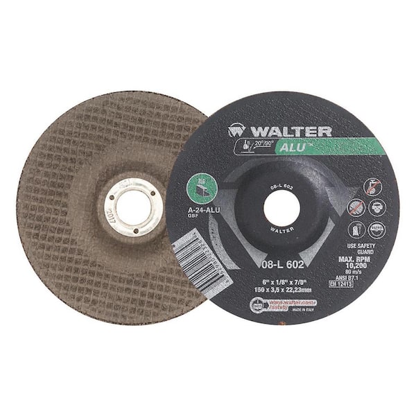 WALTER SURFACE TECHNOLOGIES ALU 6 in. x 7/8 in. Arbor x 1/8 in. T27 GR A-24-ALU Grinding Wheel for Aluminum (25-Pack)