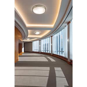 Independence 11.75 in. 1-Light Brushed Nickel Integrated LED Transitional Hallway Flush Mount Ceiling Light