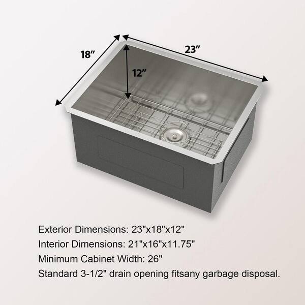 Kichae 23 in. Undermount Laundry/Utility Sink Brushed Stainless