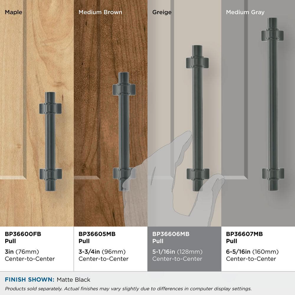 Matte Black Steel Bar Cabinet Pull with Mounting Hardware