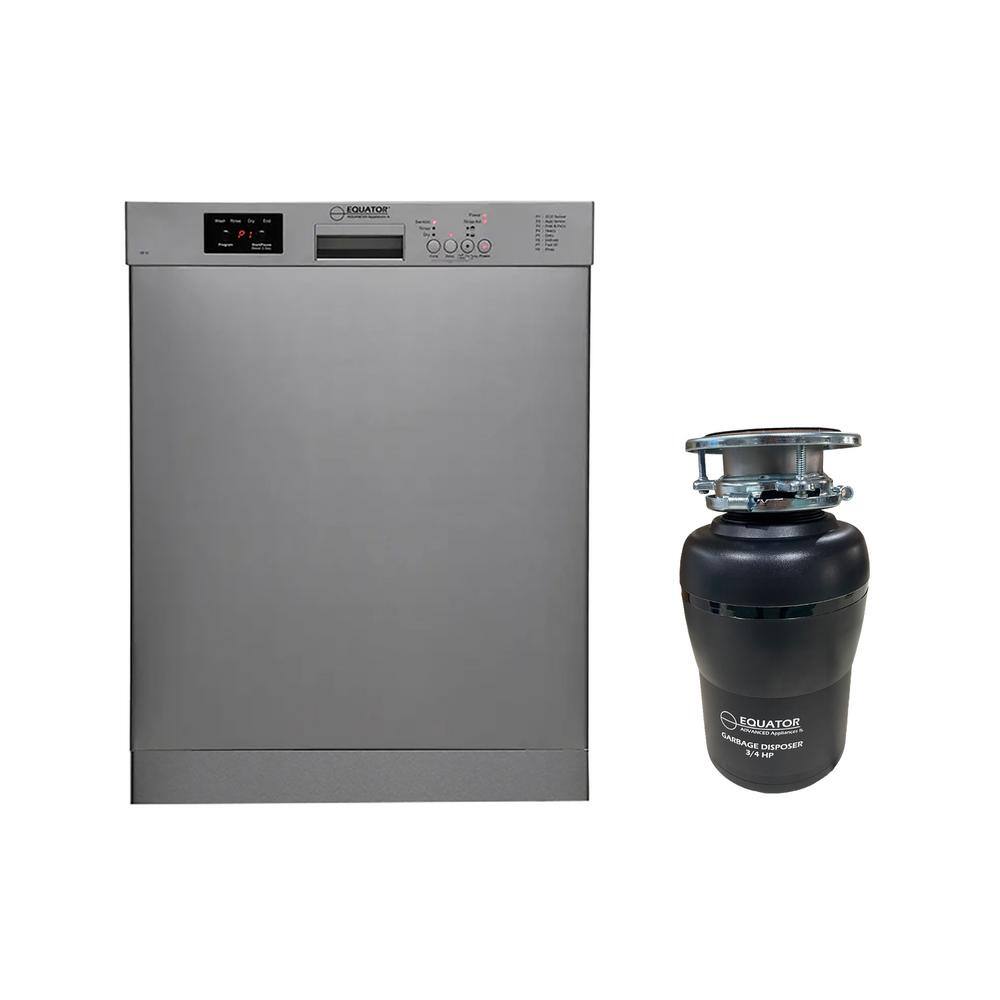 24 in. Standard Built-in Dishwasher 14-place plus 3/4 HP Garbage Disposer with QUIET 51dB 110V E-Star ADA in Stainless