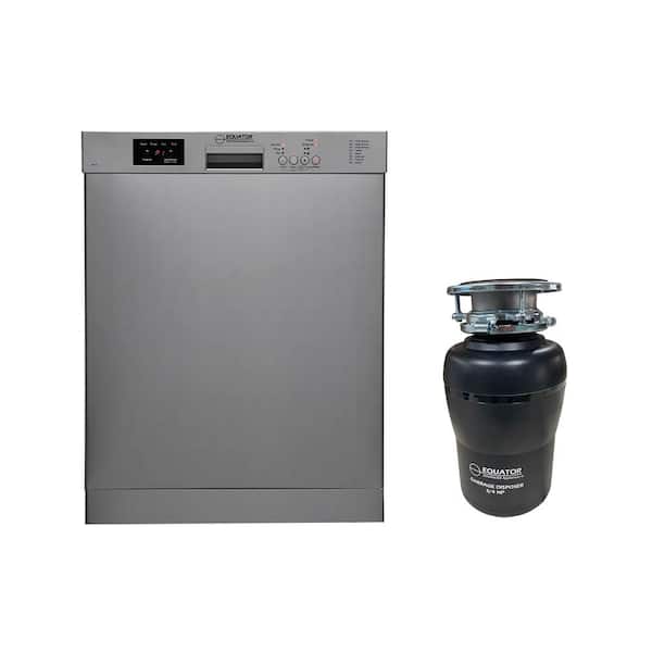 24 in. Standard Built-in Dishwasher 14-place plus 3/4 HP Garbage Disposer with QUIET 51dB 110V E-Star ADA in Stainless