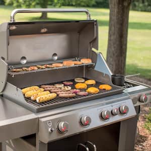Genesis II E-435 4-Burner Liquid Propane Gas Grill in Black with Built-In Thermometer and Side Burner