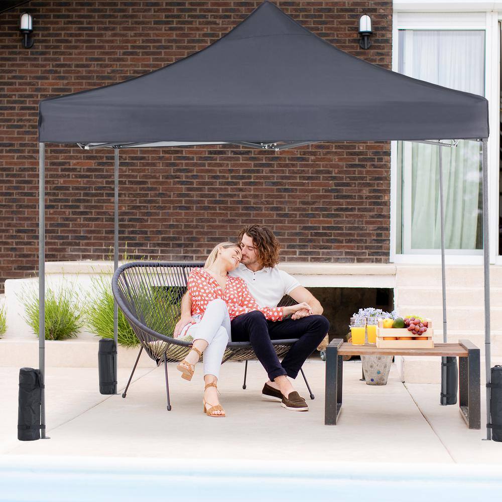10 ft x 10 ft Gray Pop-Up Canopy Tent with Adjustable Height