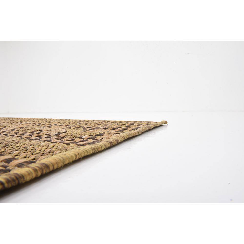 Modern Geometric Outdoor Rug in Light Brown, Stain-Resistant 7'x10'