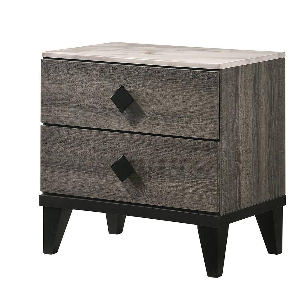 Acme Furniture Avantika 2-Drawer Faux Marble Top & Rustic Gray Oak ...