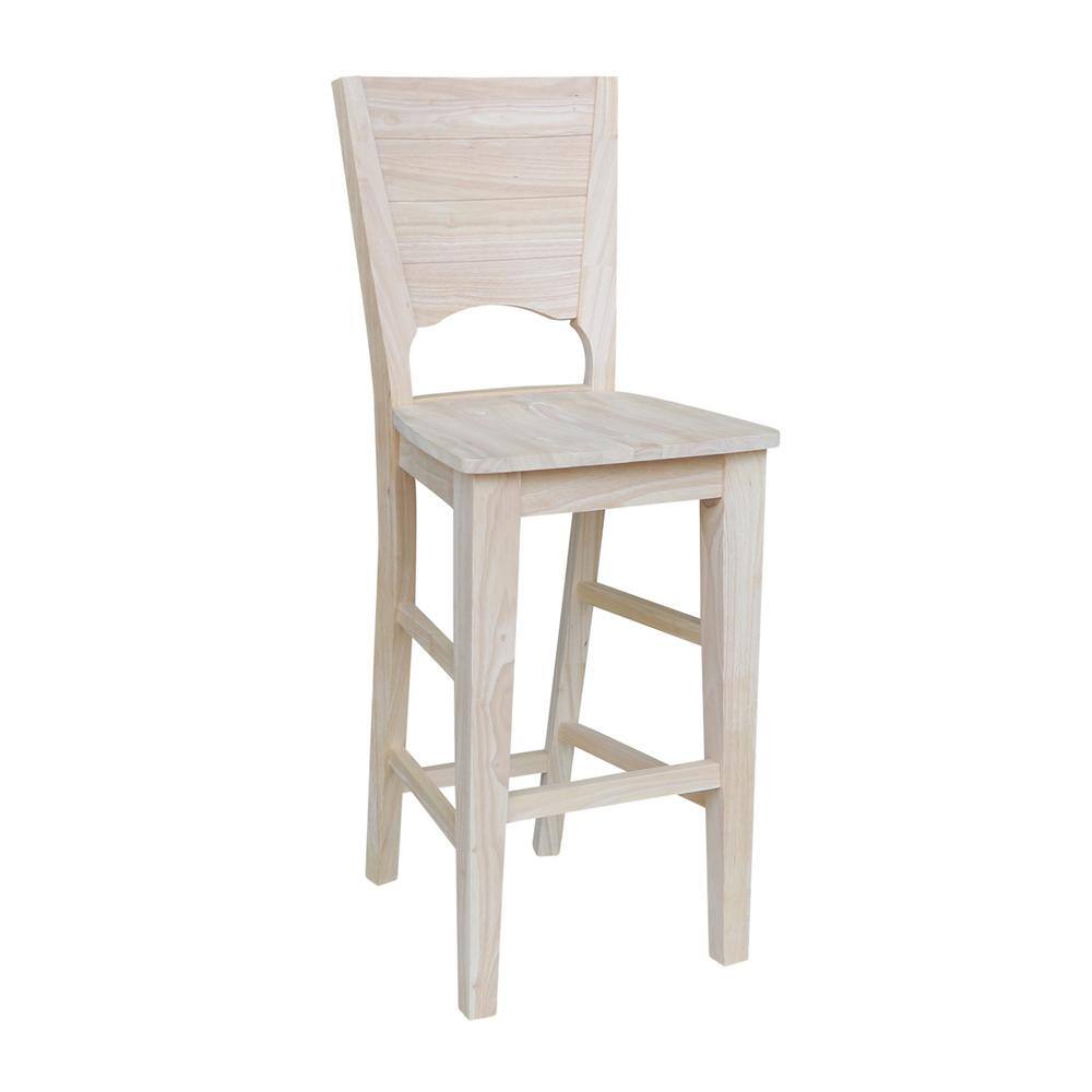 Rustic Farmhouse 30" Saddle-Style Solid Wood Barstool in Natural Brown
