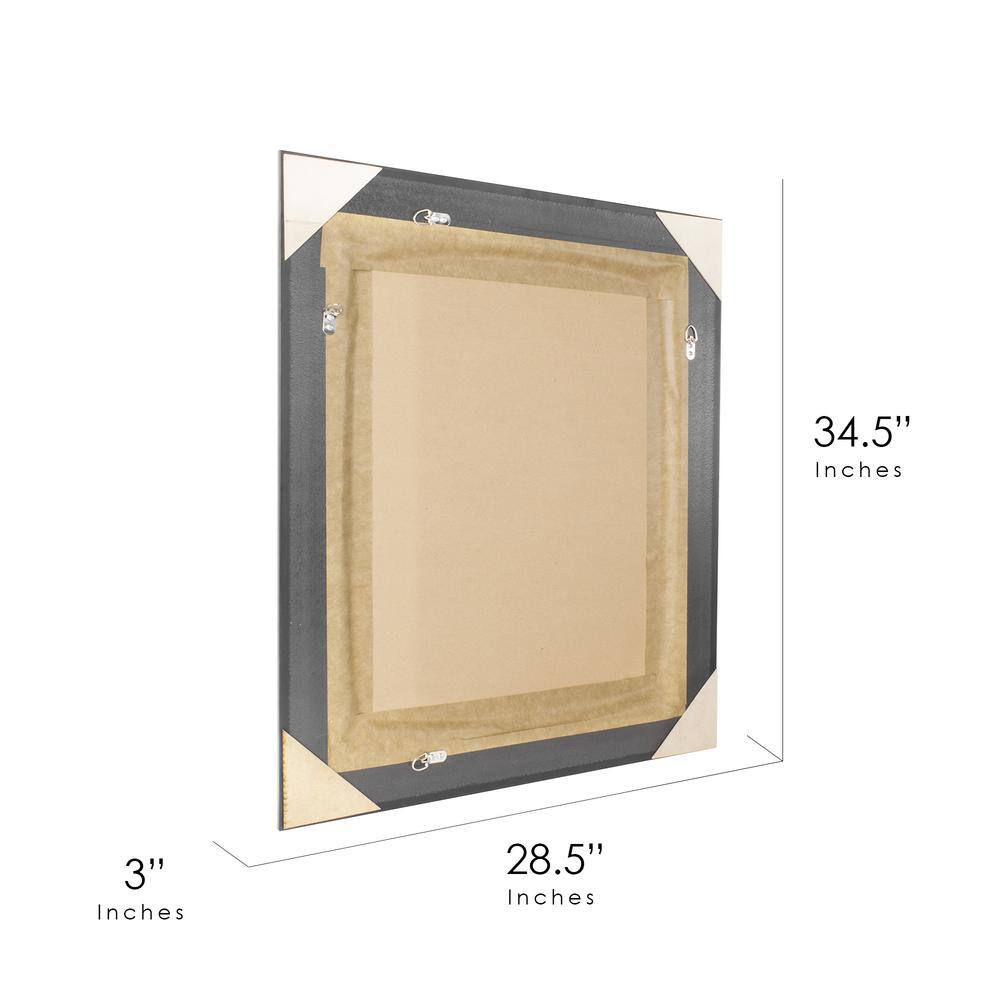 Elegant Rectangular 34.5" Bronze and Silver Ornate Mirror