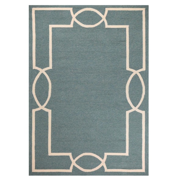 HomeRoots Gray, Ivory 3 X 5 ft. Hooked Polypropylene Rectangle Indoor/Outdoor Area Rug