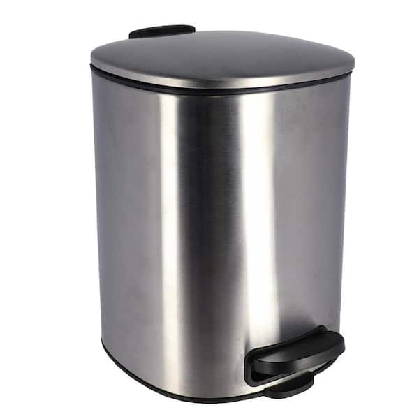 EVIDECO French home goods Mel Free Standing Metal Trash Can with Silent Soft Close Lid 5L - 1.3 Gal. Capacity Chrome