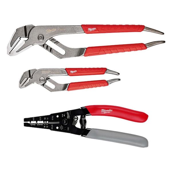 6 in. and 10 in. Straight-Jaw Pliers Set with 12-16 AWG NM Dipped Grip Wire Stripper and Cutter (3-Piece)