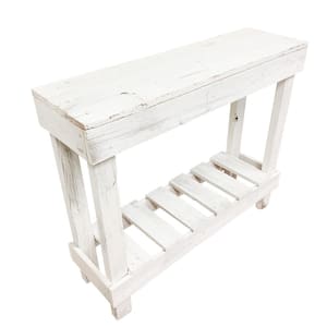 Distressed White Standard Rectangle Wood Console Table with Storage, 36 in.