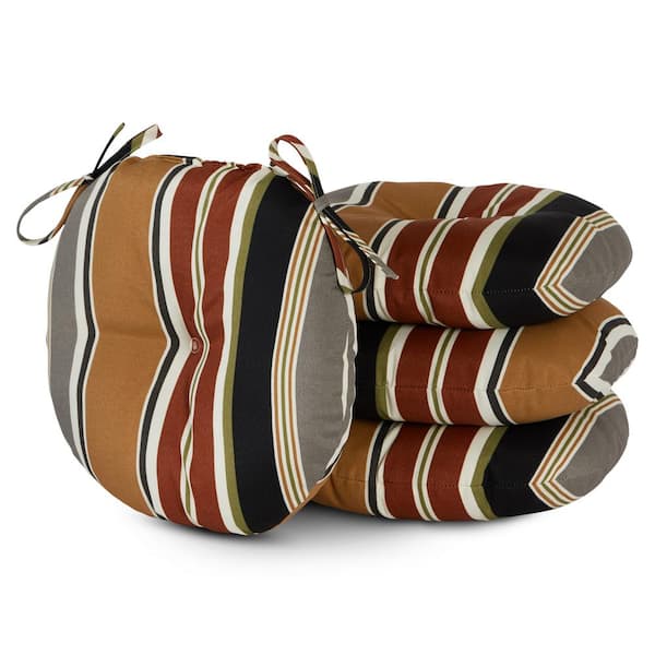 Greendale Home Fashions Brick Stripe 15 in. Round Outdoor Seat Cushion (4-Pack)