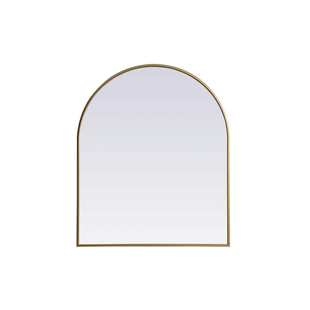Simply Living 30 in. W x 36 in. H Arch Metal Framed Brass Mirror