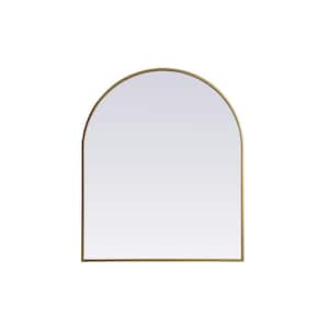 Simply Living 30 in. W x 36 in. H Arch Metal Framed Brass Mirror