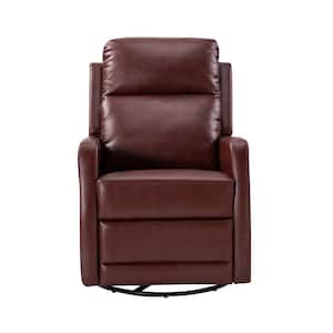 Coral Classic Red Faux Leather Swivel Recliner with Metal Base