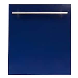 ZLINE 24" Blue Gloss Top Control Dishwasher with Stainless Steel Tub and Modern Style Handle, 52 dBa