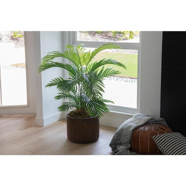 VINTAGE HOME 4.42 ft. Tall Artificial Faux Real Touch Palm Tree with Fiberstone Planter