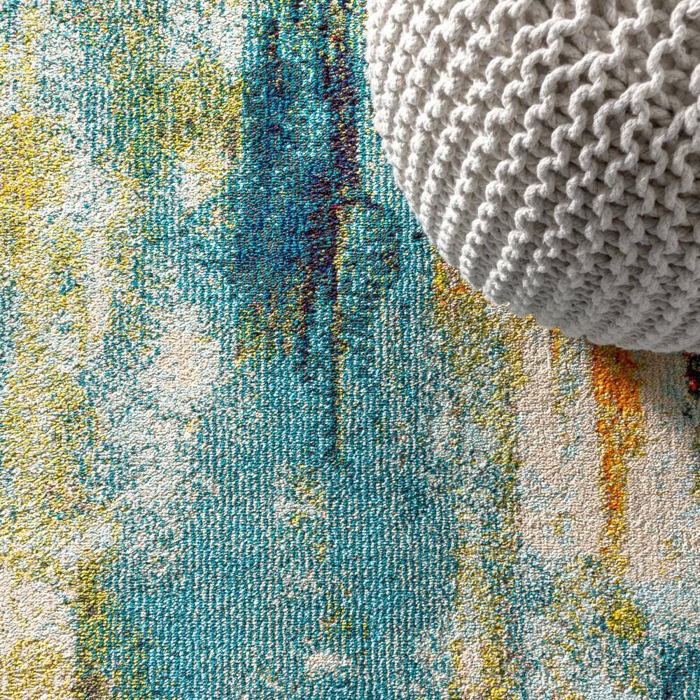 4' x 6' Blue Abstract Synthetic Reversible Area Rug