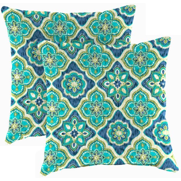 Jordan Manufacturing 16 in. L x 16 in. W x 4 in. T Outdoor Throw Pillow in Adonis Capri (2-Pack)