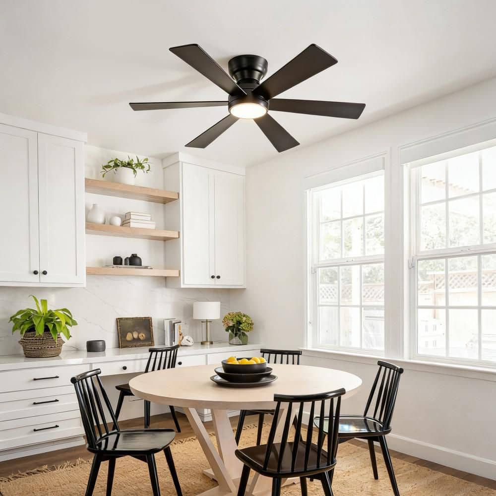 46 in. Black Ceiling Fan w/ Light Quiet DC Motor 6 Speed Reversible Remote Control Timer for Office Bedroom Living Room price history on PriceWatchPro