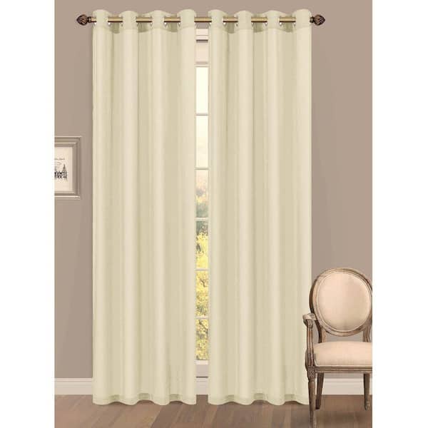 Window Elements Semi-Opaque Primavera Crushed Microfiber 55 in. W x 84 in. L Grommet Extra Wide Curtain Panel in Beige