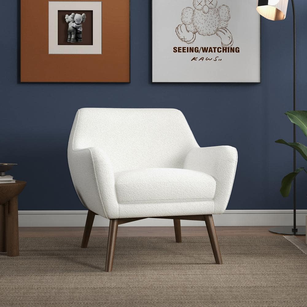 Reviews For Ashcroft Furniture Co Perry White Boucle Fabric Arm Chair