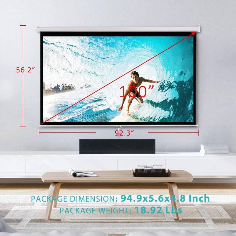 100 in. Manual Pull Down Projector Screen