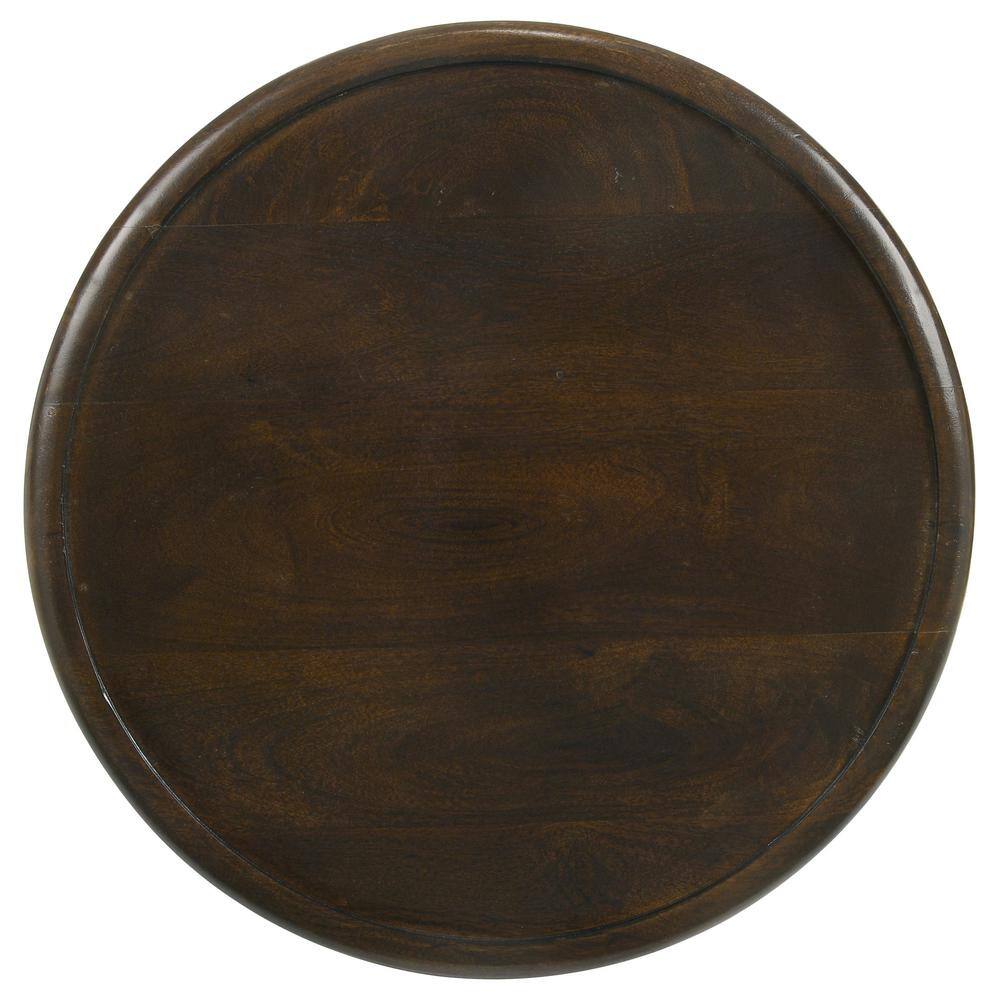 Krish 18-inch Round Dark Brown Mango Wood Accent Table