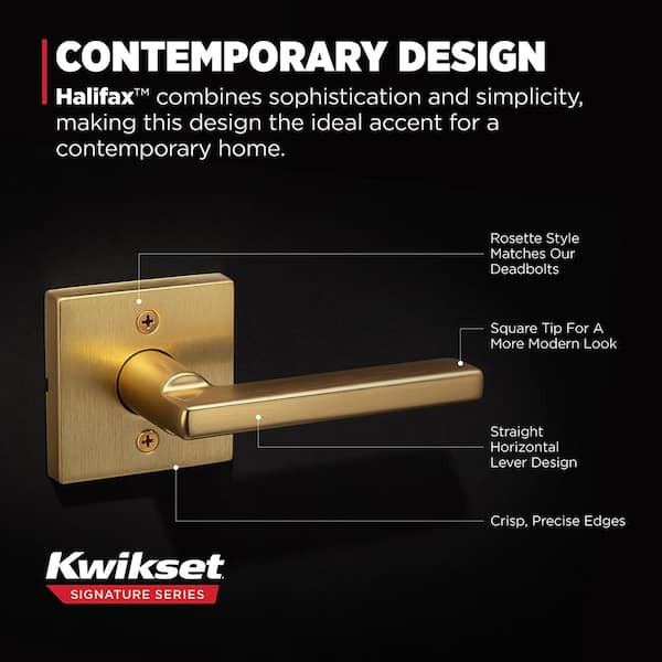Kwikset Halifax Square Satin Brass Half-Dummy Door Handle 788HFL