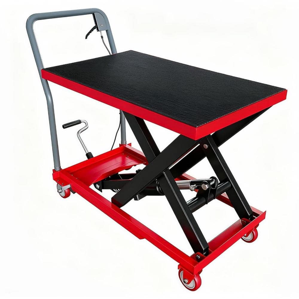 "Manual Hydraulic Scissor Lift Table Cart, 330 lbs Capacity, Single Scissor, Max Lift 28.5"", Red+Black" price history on PriceWatchPro