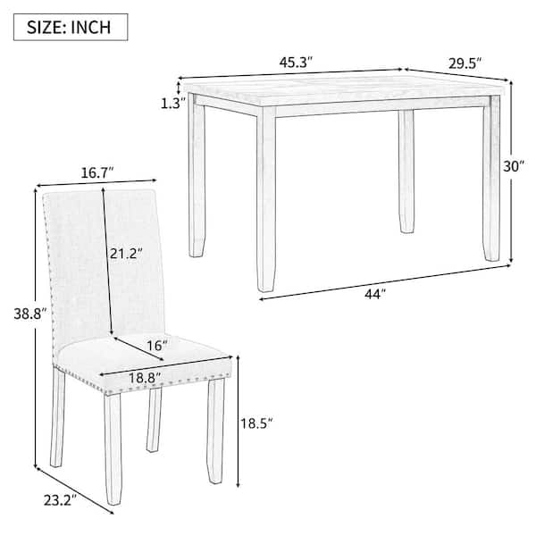 5-Piece White Wood Top Dining Room Set Seats 4