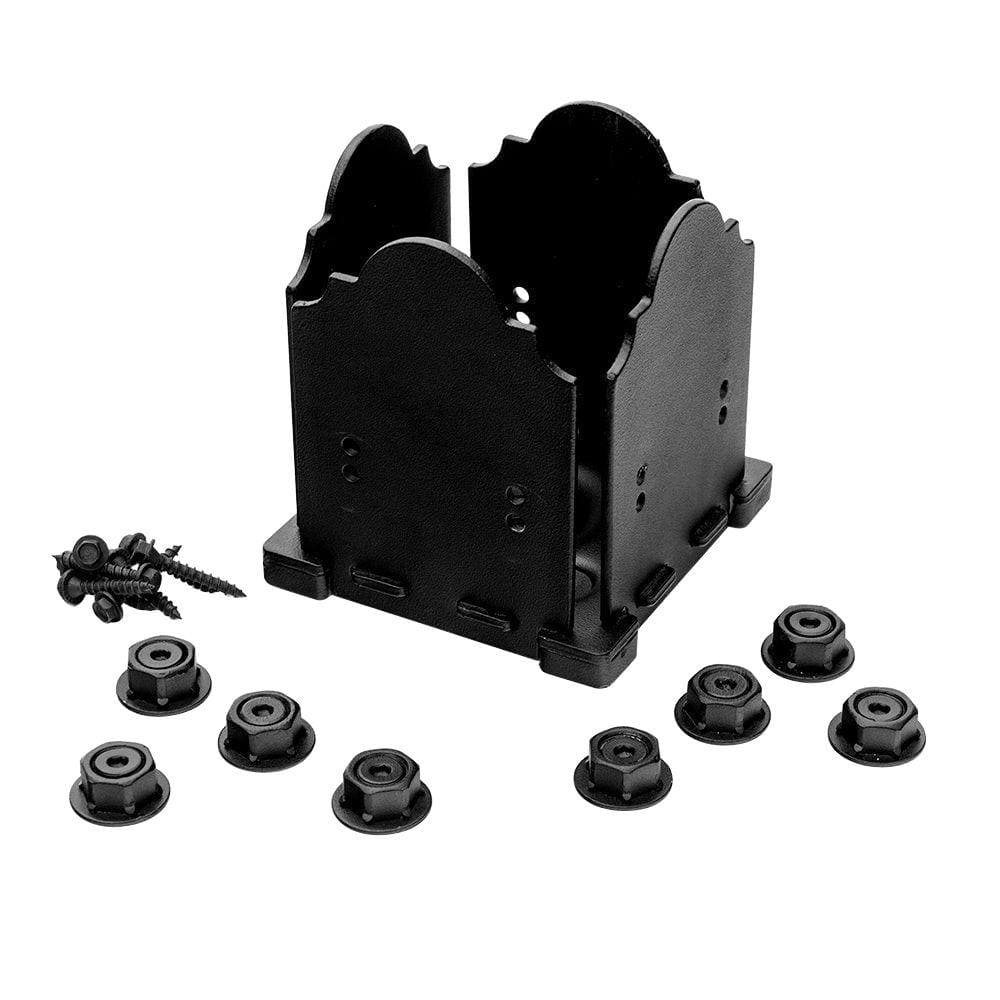 OWT Ornamental Wood Ties - Laredo Sunset 6 in. x 6 in. Decorative Black Metal Post Base Connector Kit