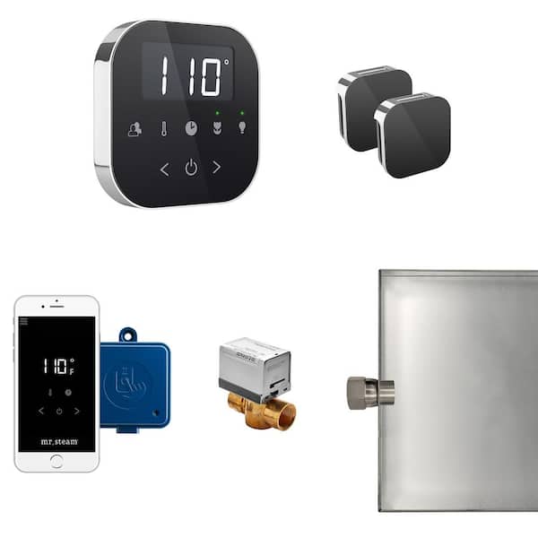 Mr. Steam AirButler Max Package Black in Polished Chrome