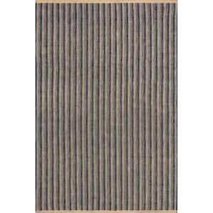 Emily Henderson Lake Striped Jute Blue 10 ft. x 14 ft. Indoor/Outdoor Patio Rug