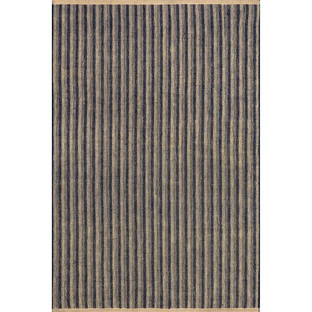 RUGS USA Emily Henderson Lake Striped Jute Blue 5 ft. x 8 ft. Indoor/Outdoor Patio Rug